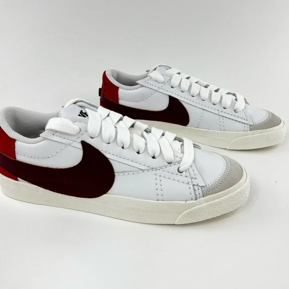 Nike Blazer Low 77 Jumbo Swoosh Women's Sneakers Shoes White Red DQ1470-104 - Picture 3 of 10